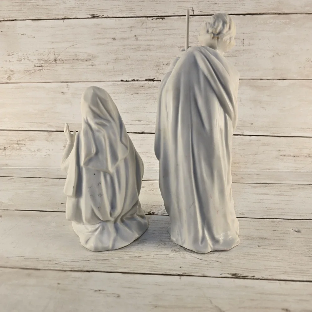 Homco 3 pc Nativity Set White Bisque 5614 Christmas Holy Holiday Vintage